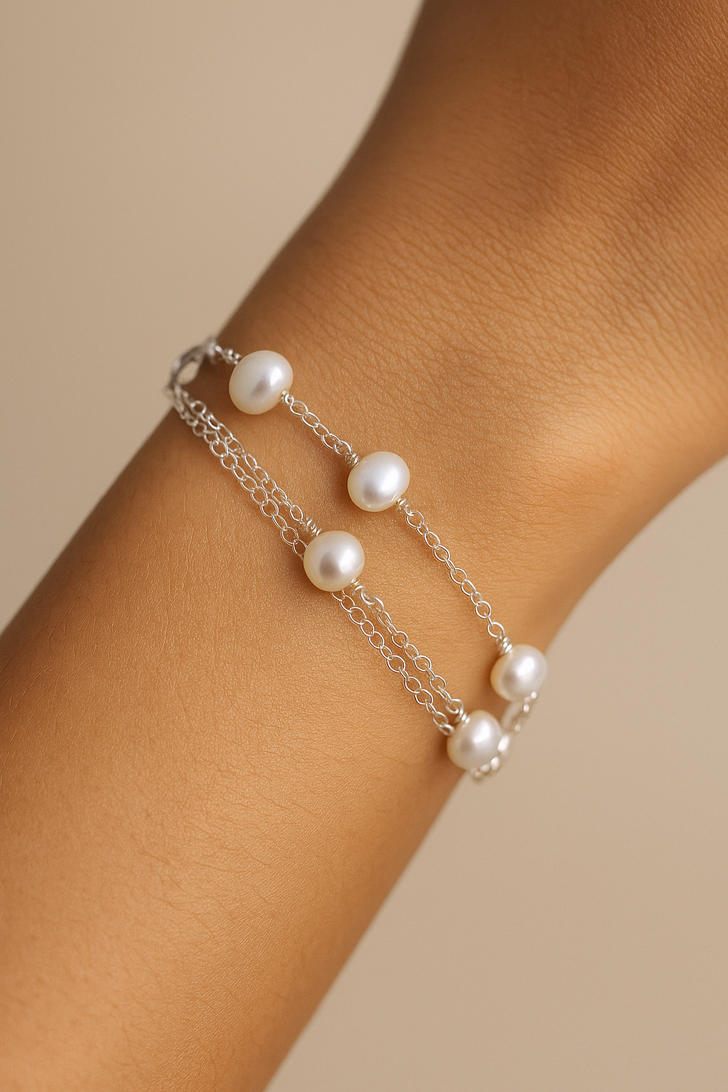 Double Chain Pearl Bracelet