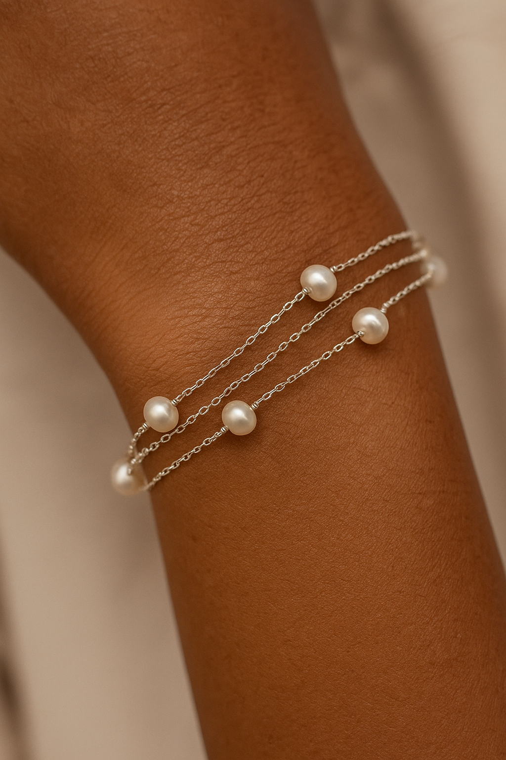 Double Chain Pearl Bracelet